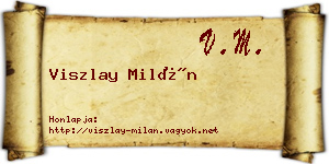 Viszlay Milán névjegykártya